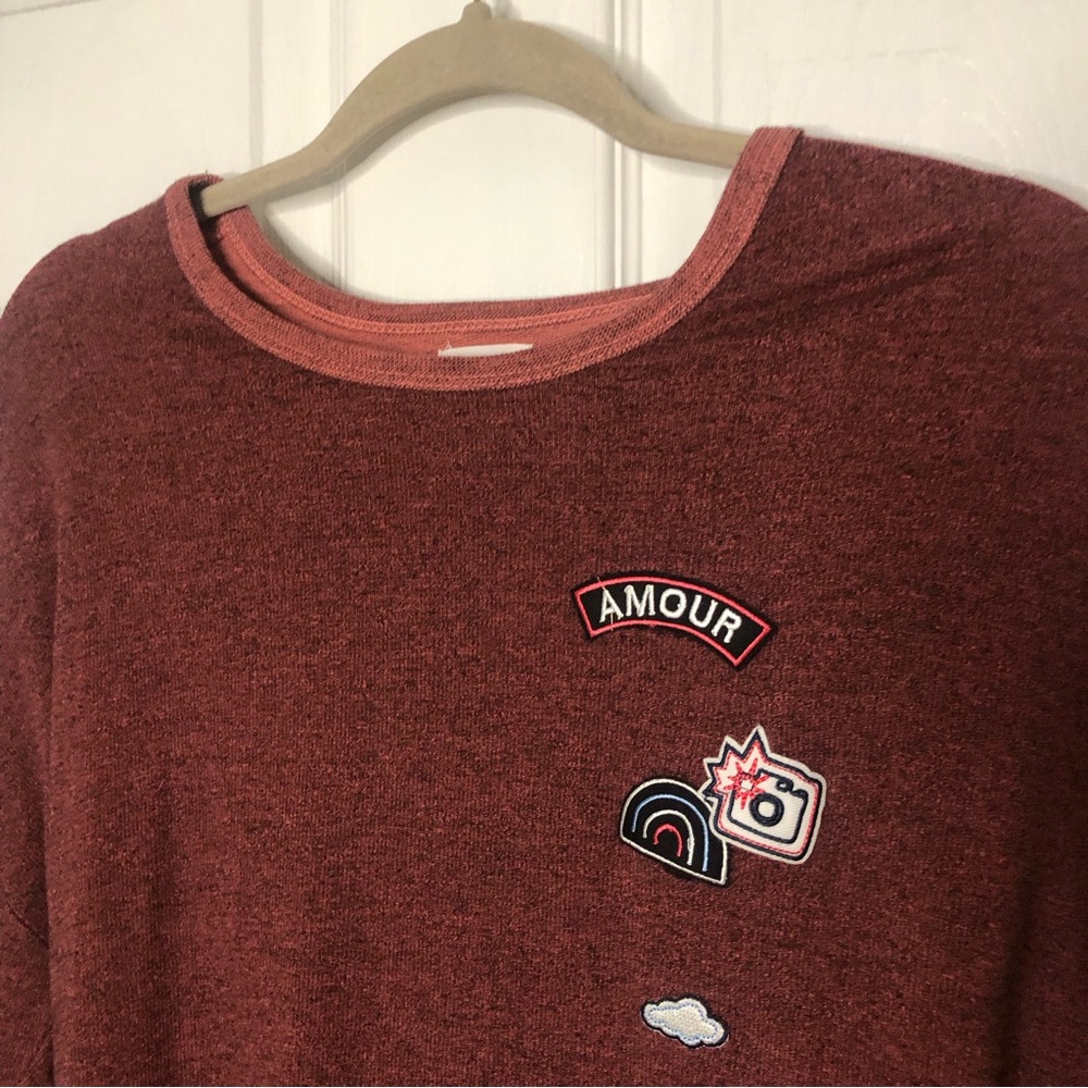 Sundry Novelty Patches Cross Back Pullover - Picture 3 of 8